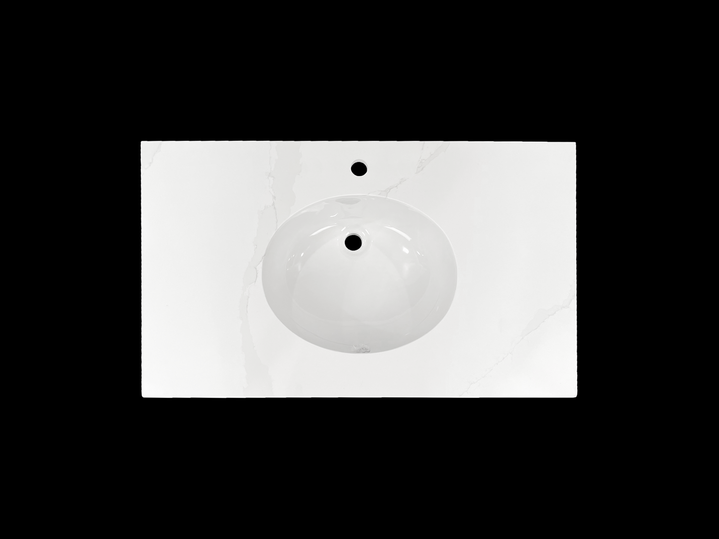 Calacatta Cremat Quartz Vanity Top with Oval Single Sink