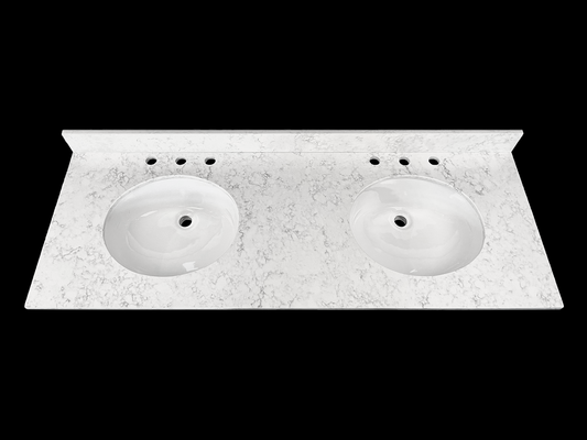 Martini Quartz Vanity Top with Oval Double Sink