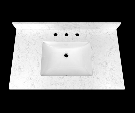 Martini Quartz Vanity Top with Rectangular Single Sink